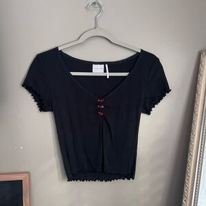 Urban Outfitters Black Top with Red Accents